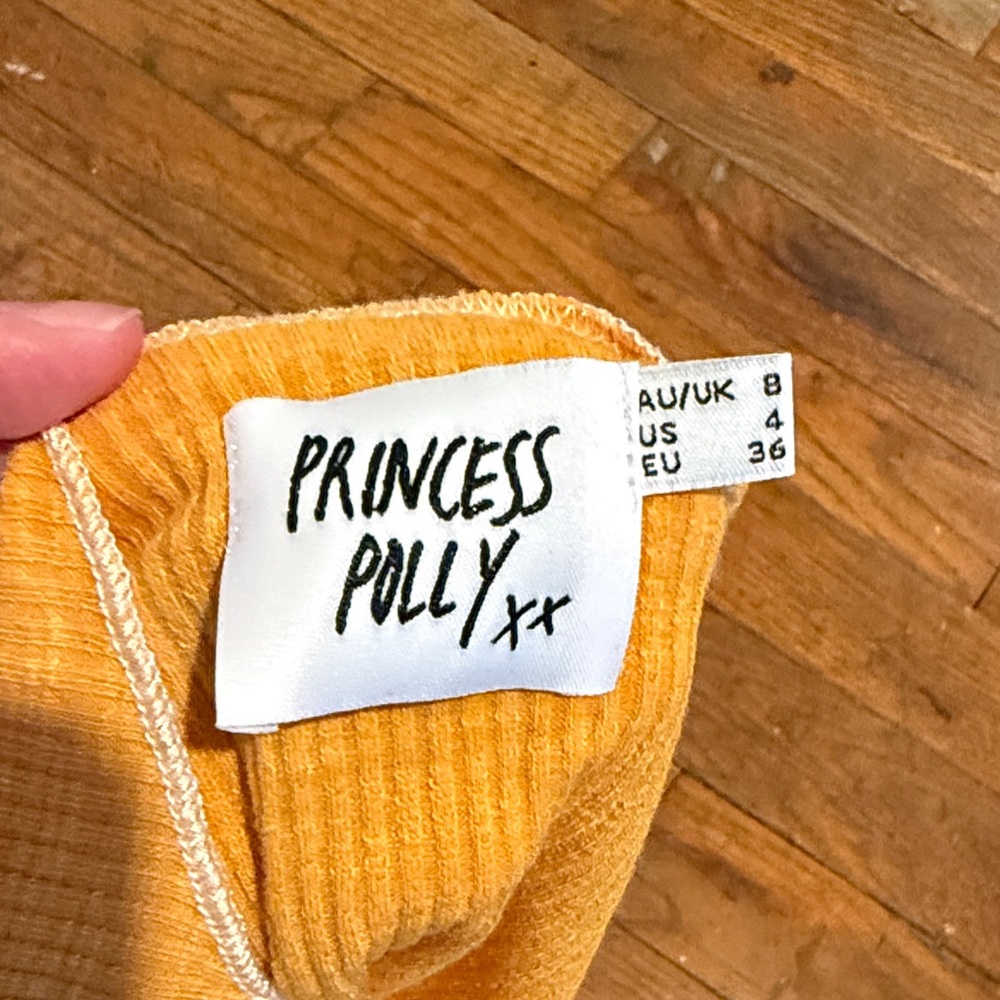 Women's Orange Ribbed Crop Top - Picture 3 of 3